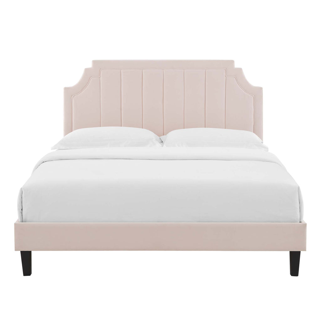 Sienna Performance Velvet Twin Platform Bed - Pink (MOD-6908-PNK)