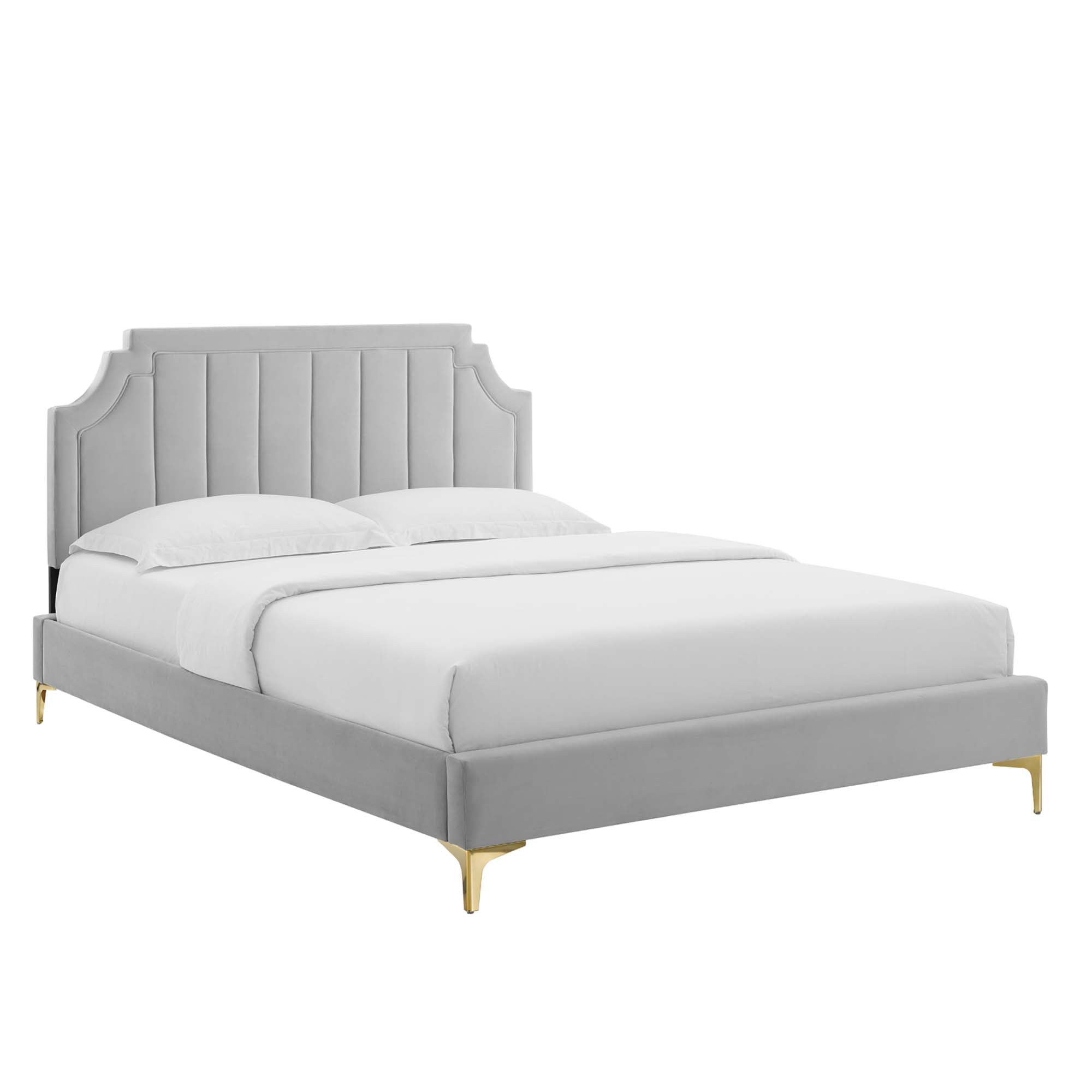 Sienna Performance Velvet Full Platform Bed - Light Gray (MOD-6912-LGR)