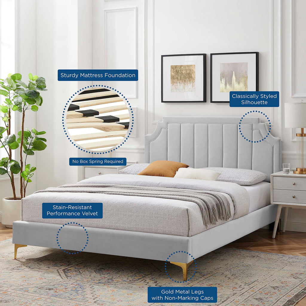 Sienna Performance Velvet Full Platform Bed - Light Gray (MOD-6912-LGR)