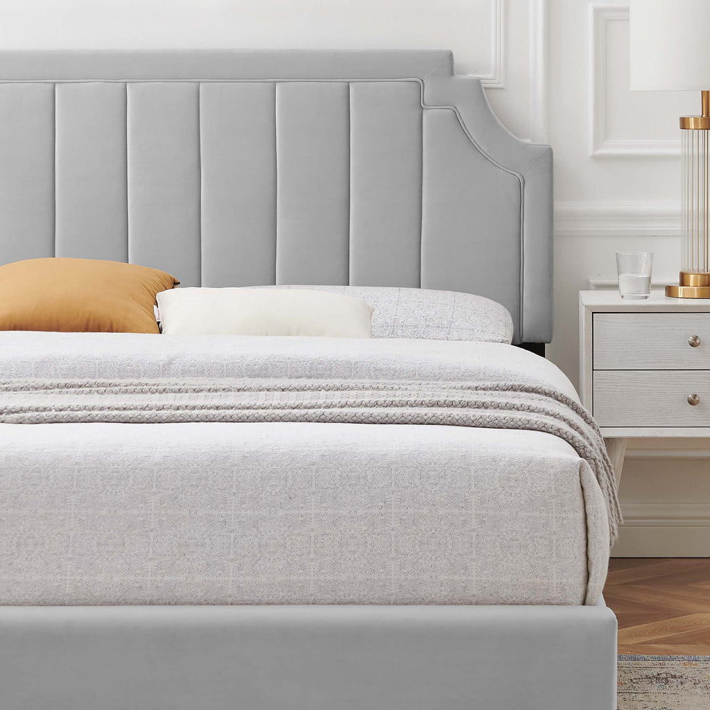 Sienna Performance Velvet Full Platform Bed - Light Gray (MOD-6912-LGR)