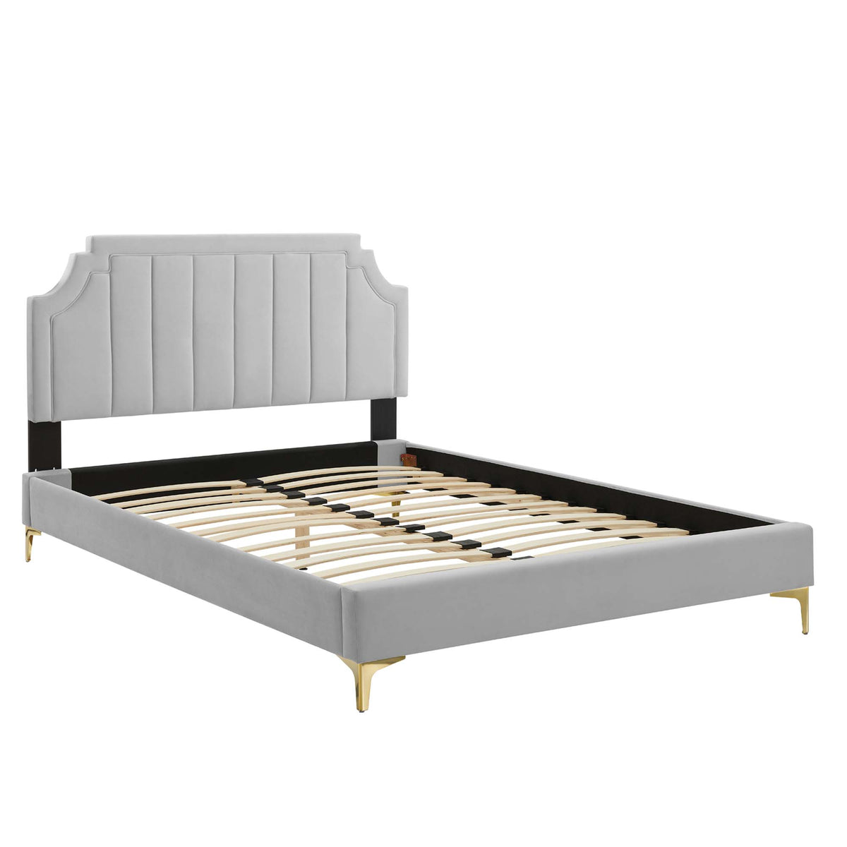 Sienna Performance Velvet Full Platform Bed - Light Gray (MOD-6912-LGR)