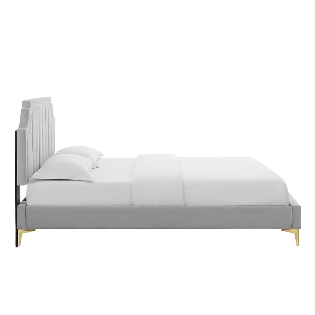 Sienna Performance Velvet Full Platform Bed - Light Gray (MOD-6912-LGR)