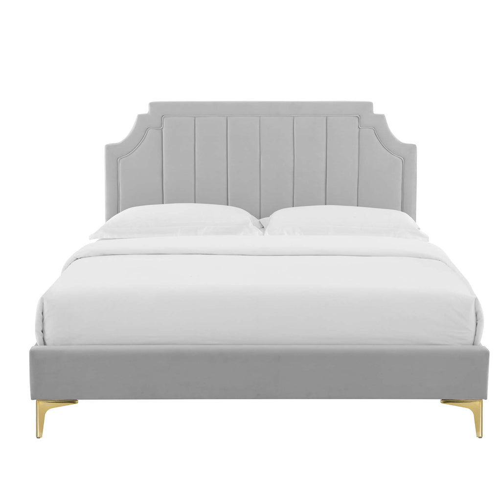 Sienna Performance Velvet Full Platform Bed - Light Gray (MOD-6912-LGR)
