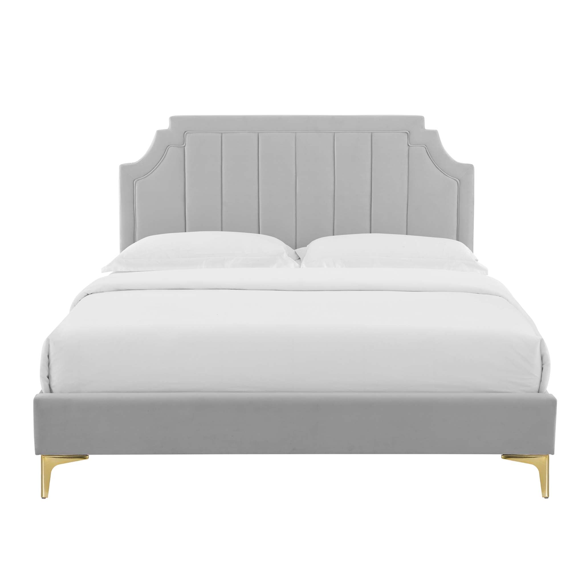 Sienna Performance Velvet Full Platform Bed - Light Gray (MOD-6912-LGR)