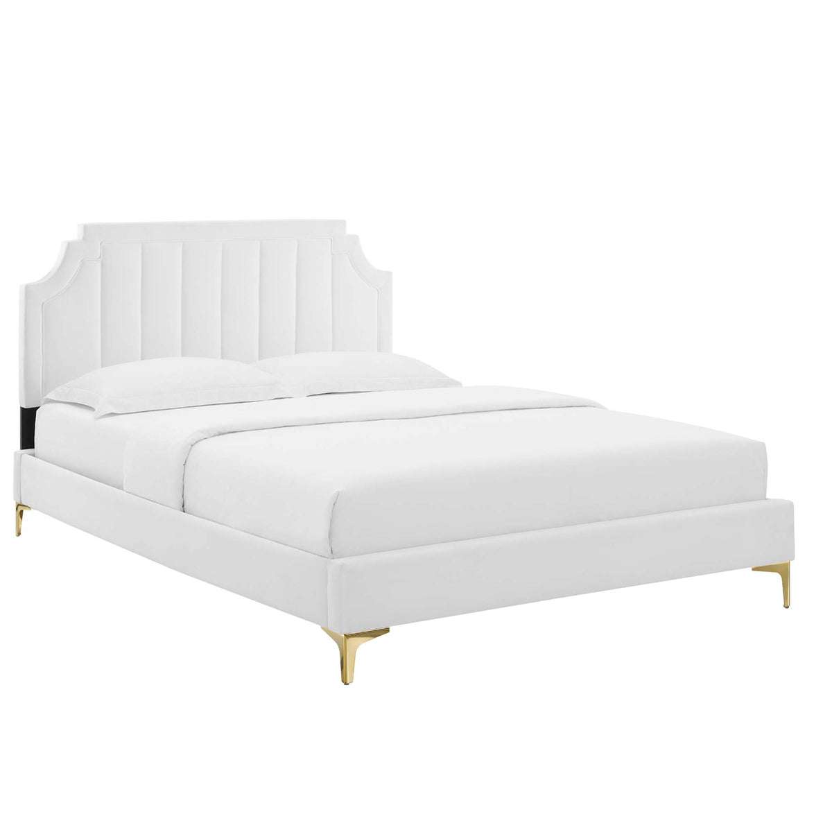 Sienna Performance Velvet Full Platform Bed - White (MOD-6912-WHI)