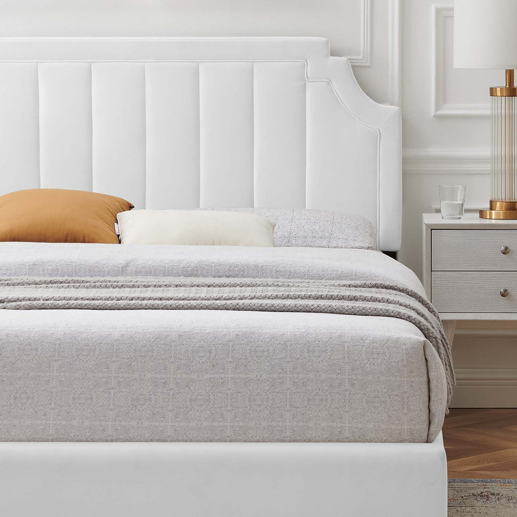 Sienna Performance Velvet Full Platform Bed - White (MOD-6912-WHI)