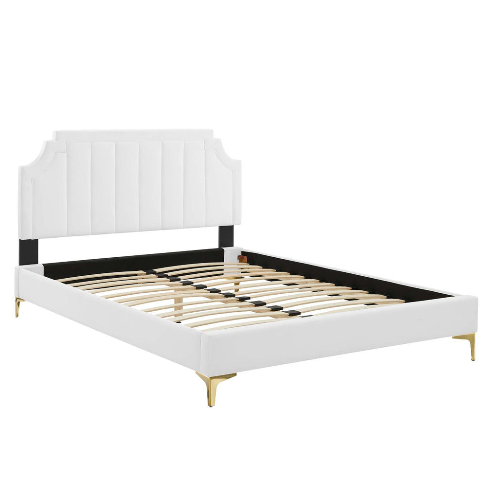 Sienna Performance Velvet Full Platform Bed - White (MOD-6912-WHI)