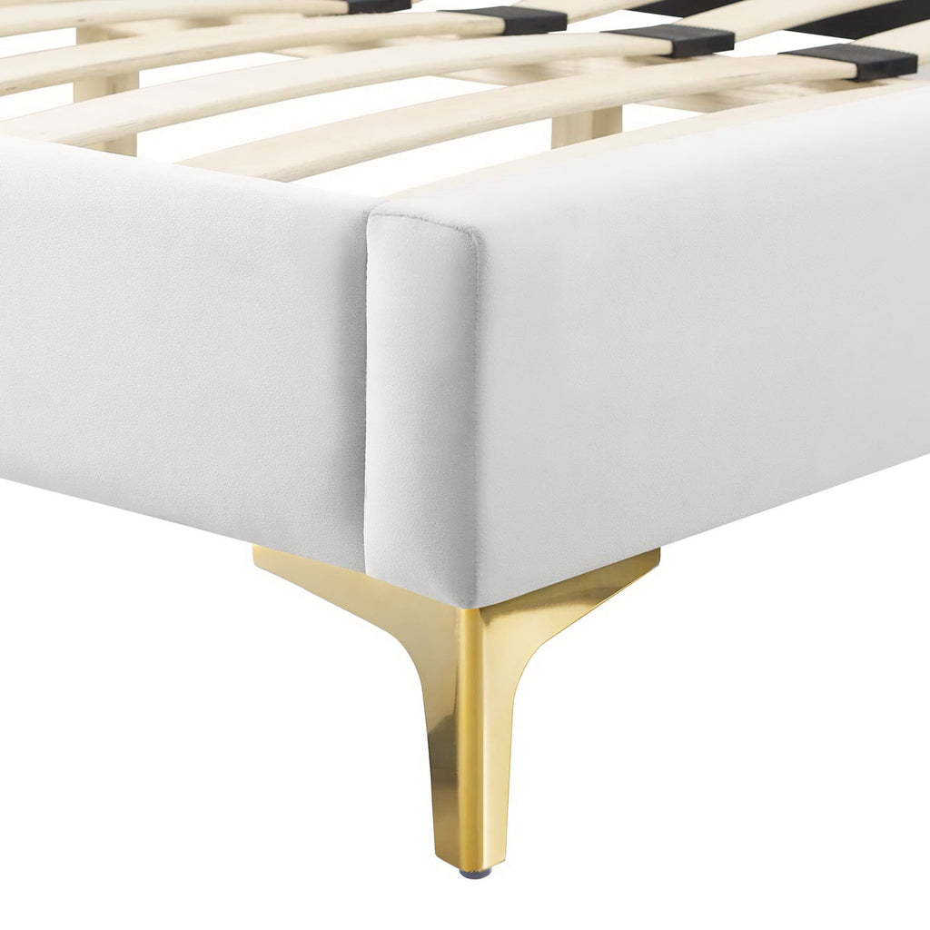 Sienna Performance Velvet Full Platform Bed - White (MOD-6912-WHI)