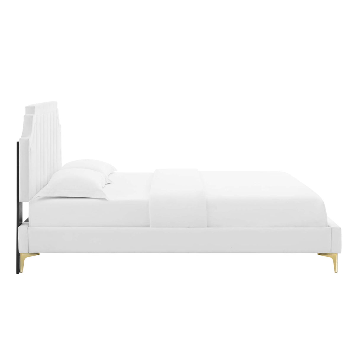 Sienna Performance Velvet Full Platform Bed - White (MOD-6912-WHI)