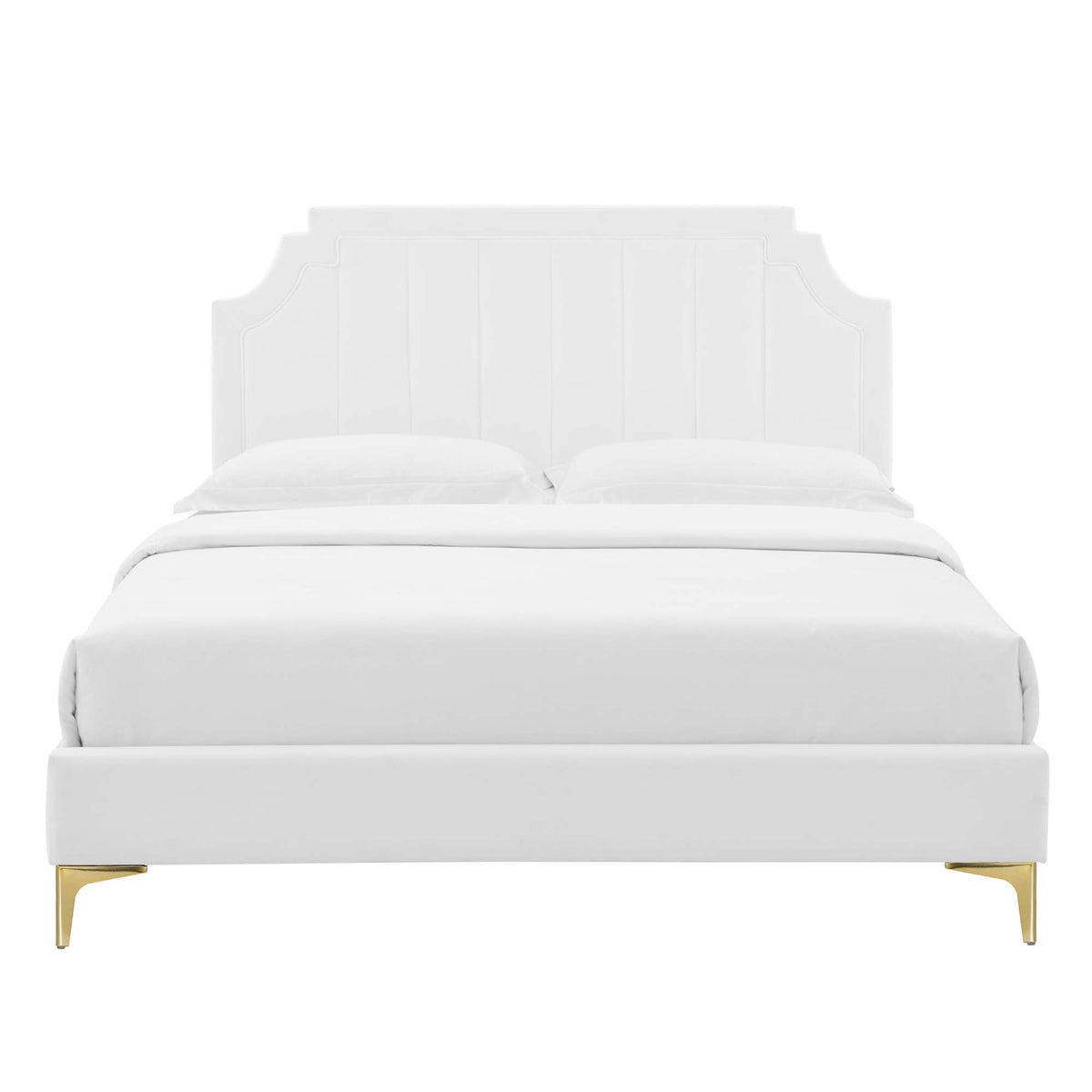 Sienna Performance Velvet Full Platform Bed - White (MOD-6912-WHI)