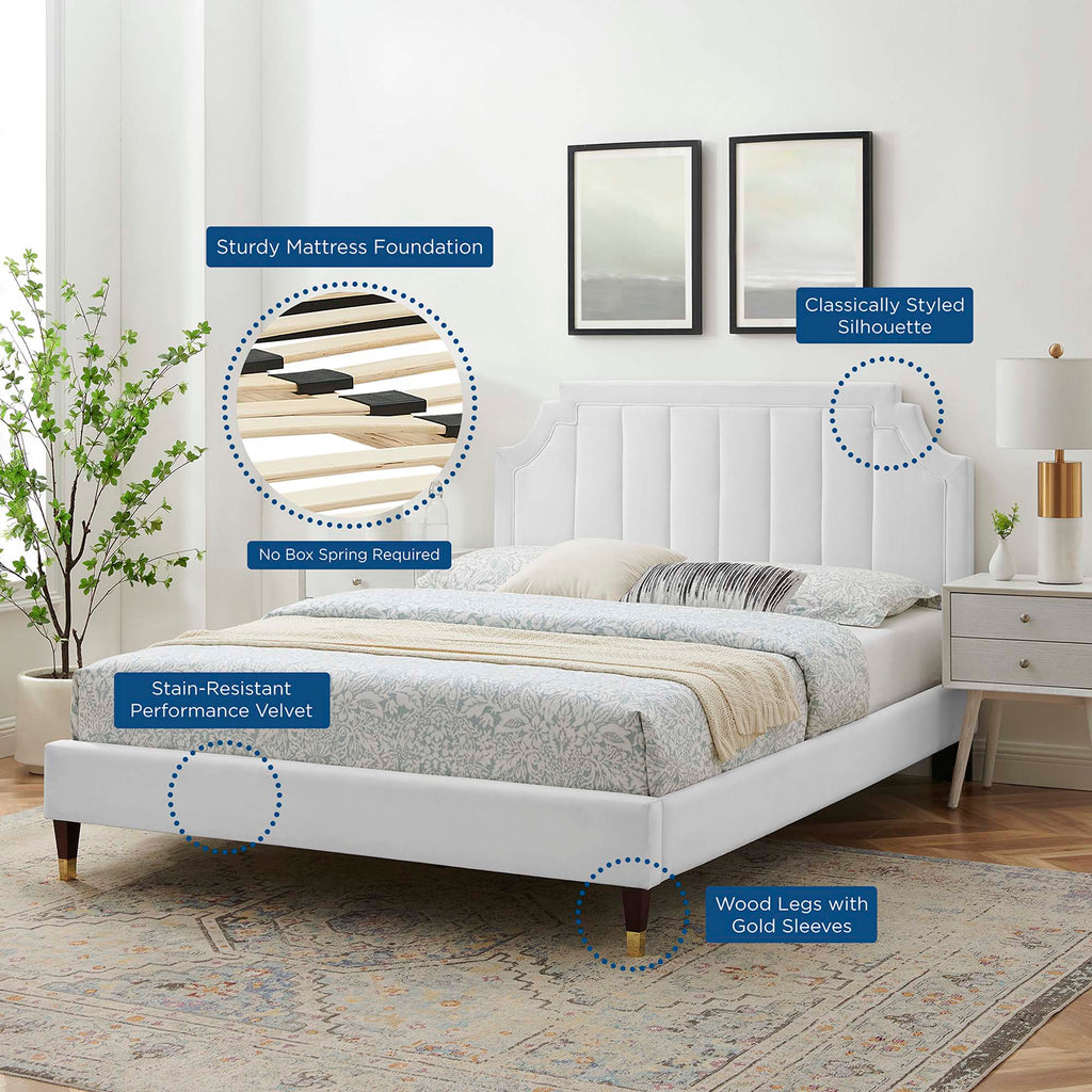 Sienna Performance Velvet Full Platform Bed - White (MOD-6913-WHI)