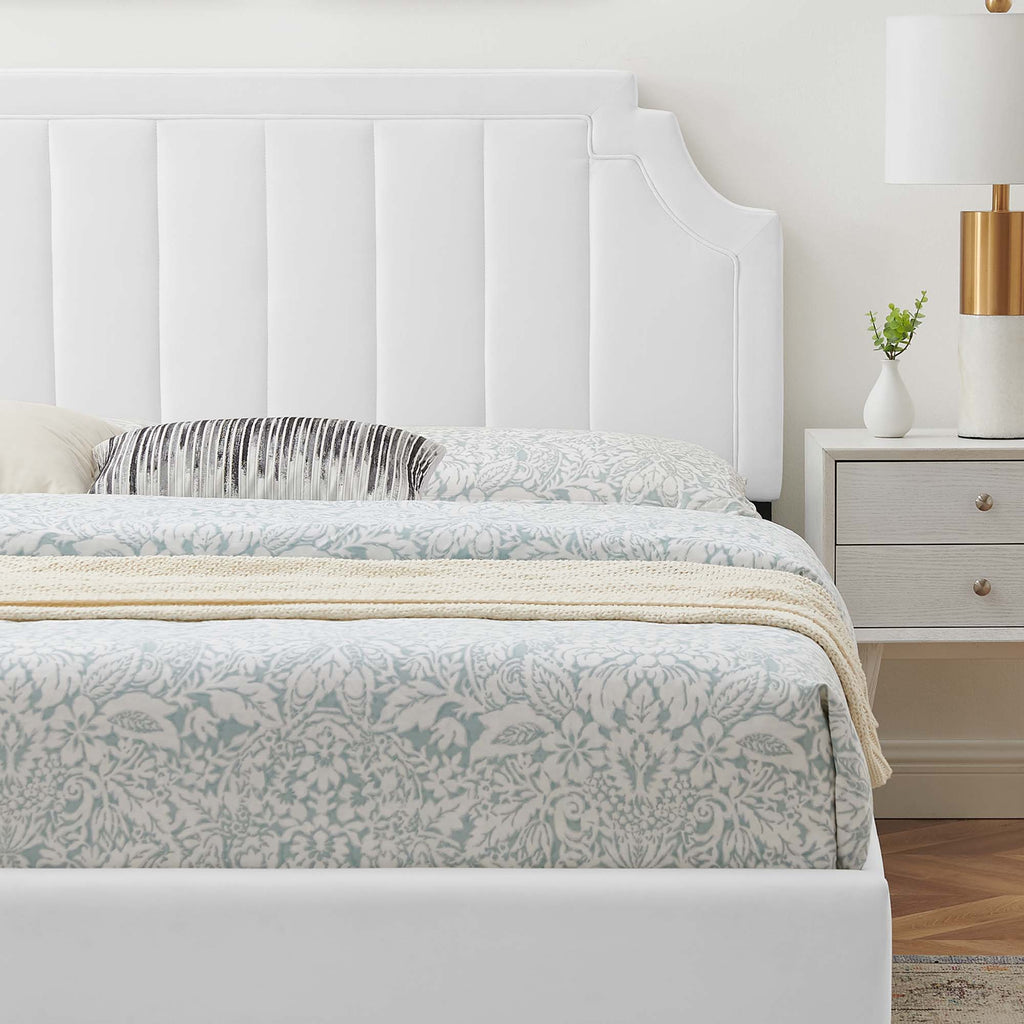 Sienna Performance Velvet Full Platform Bed - White (MOD-6913-WHI)