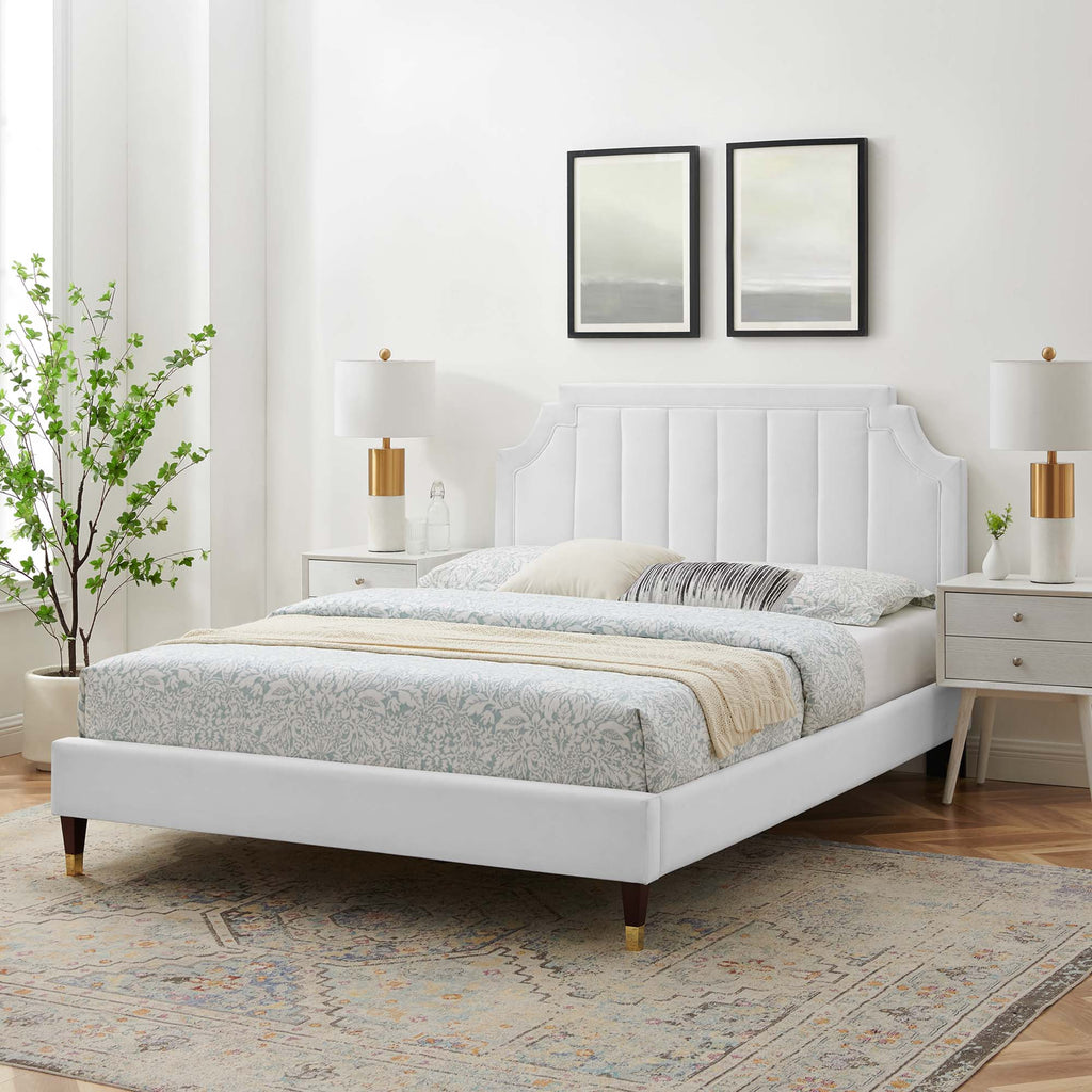 Sienna Performance Velvet Full Platform Bed - White (MOD-6913-WHI)