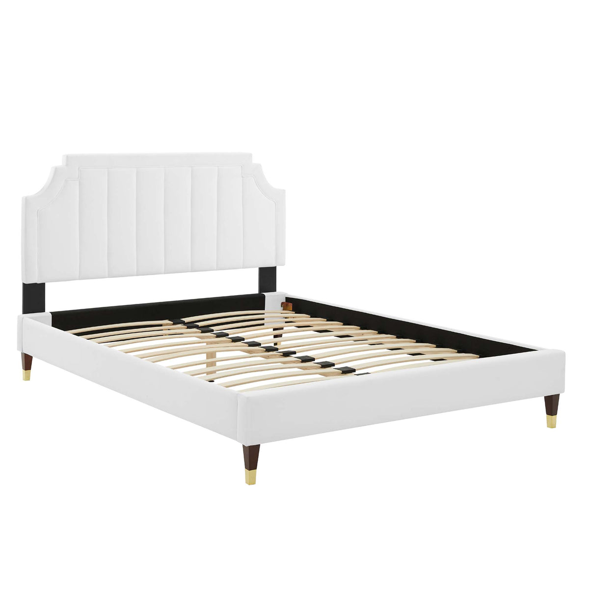 Sienna Performance Velvet Full Platform Bed - White (MOD-6913-WHI)