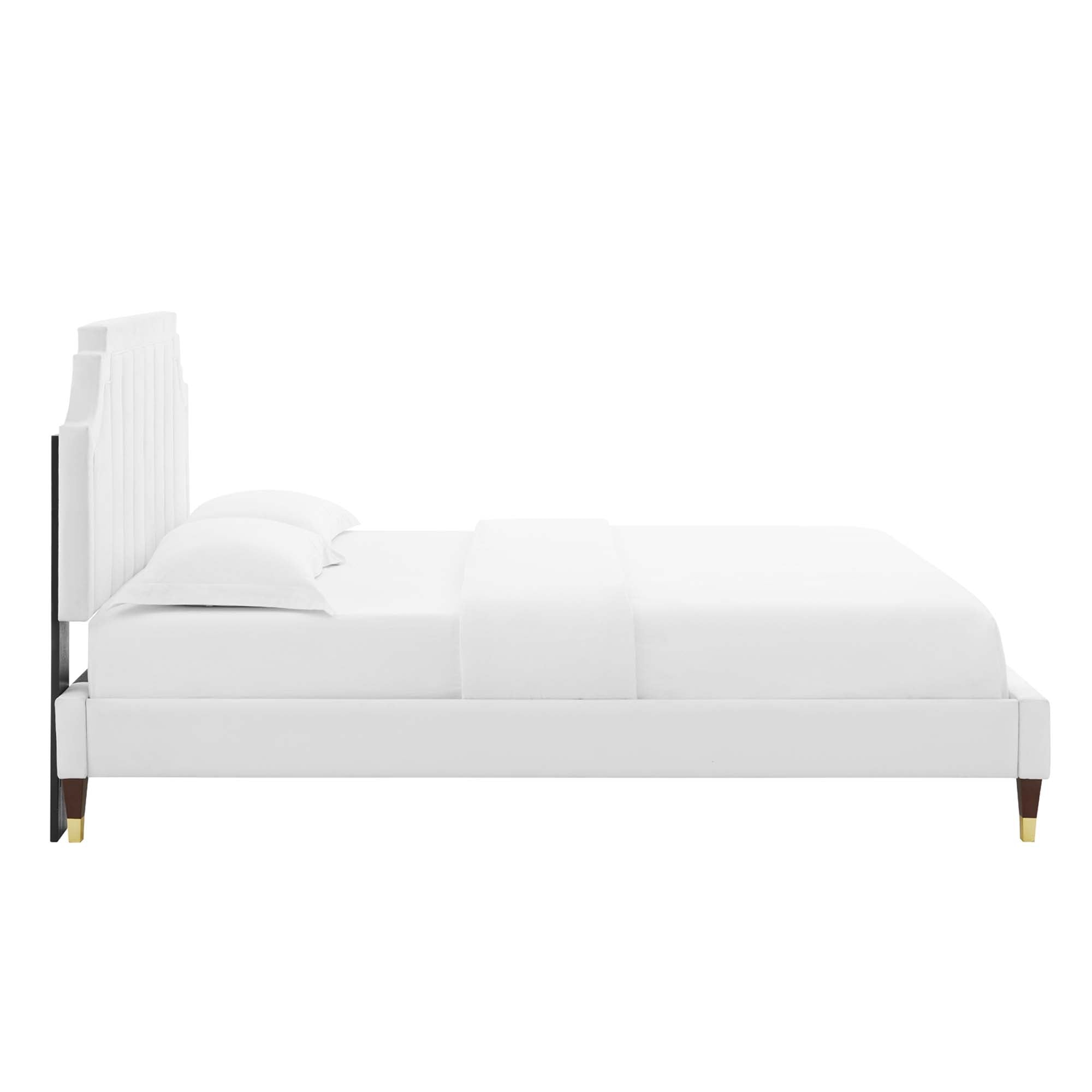 Sienna Performance Velvet Full Platform Bed - White (MOD-6913-WHI)