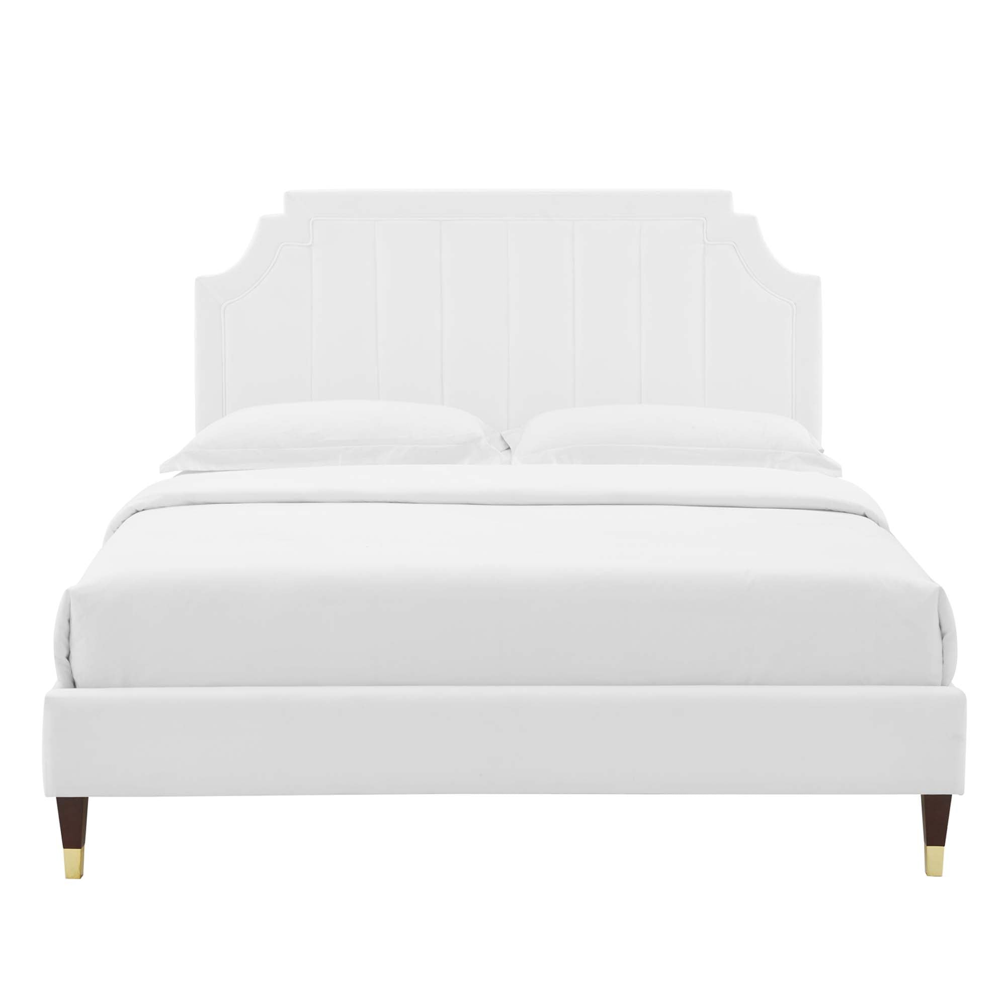 Sienna Performance Velvet Full Platform Bed - White (MOD-6913-WHI)