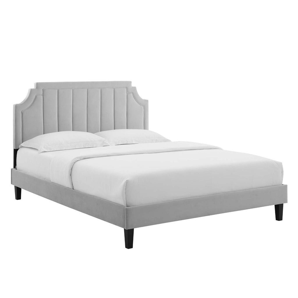 Sienna Performance Velvet Full Platform Bed - Light Gray (MOD-6914-LGR)