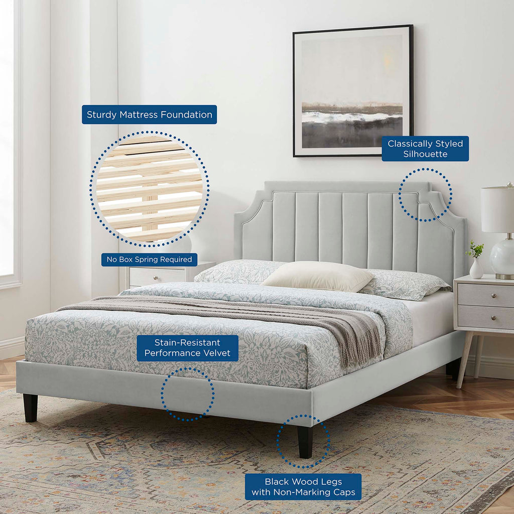 Sienna Performance Velvet Full Platform Bed - Light Gray (MOD-6914-LGR)