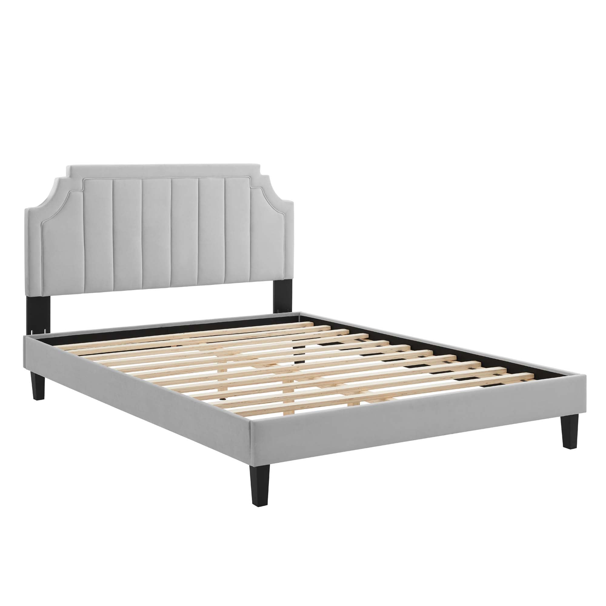 Sienna Performance Velvet Full Platform Bed - Light Gray (MOD-6914-LGR)