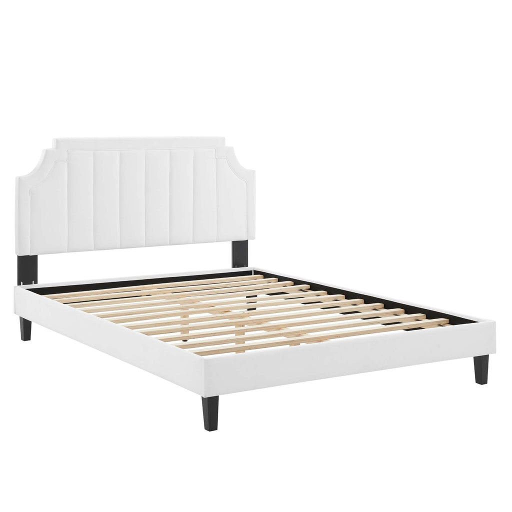 Sienna Performance Velvet Full Platform Bed - White (MOD-6914-WHI)