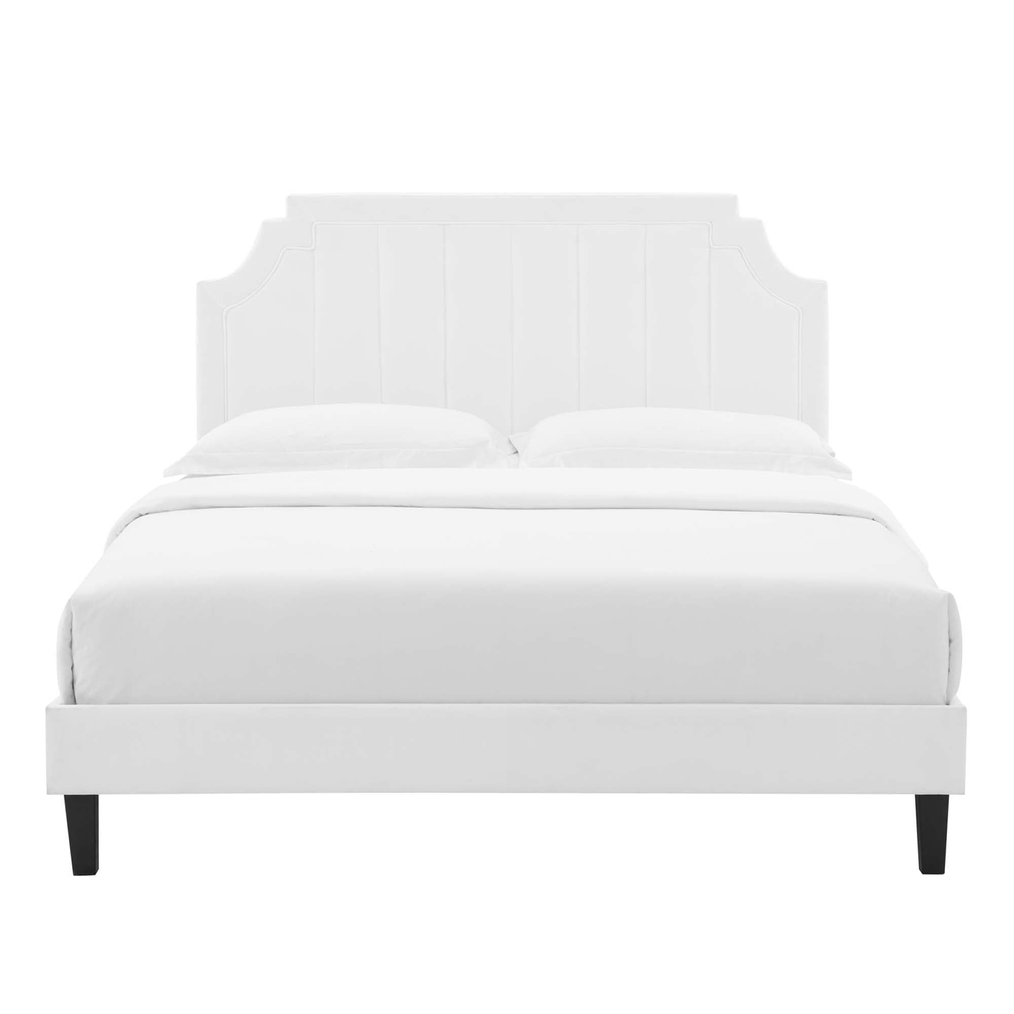 Sienna Performance Velvet Full Platform Bed - White (MOD-6914-WHI)