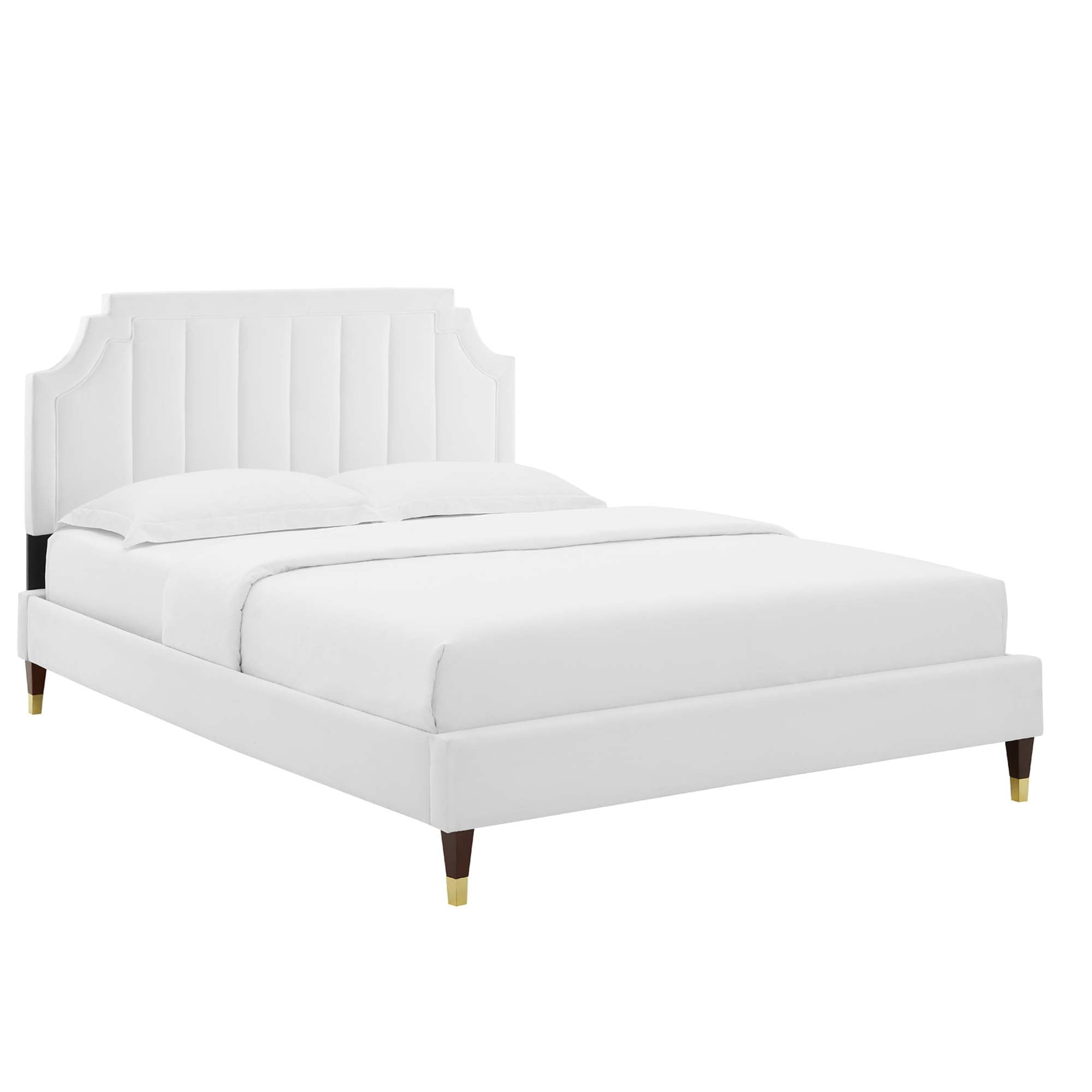 Sienna Performance Velvet King Platform Bed - White (MOD-6919-WHI)