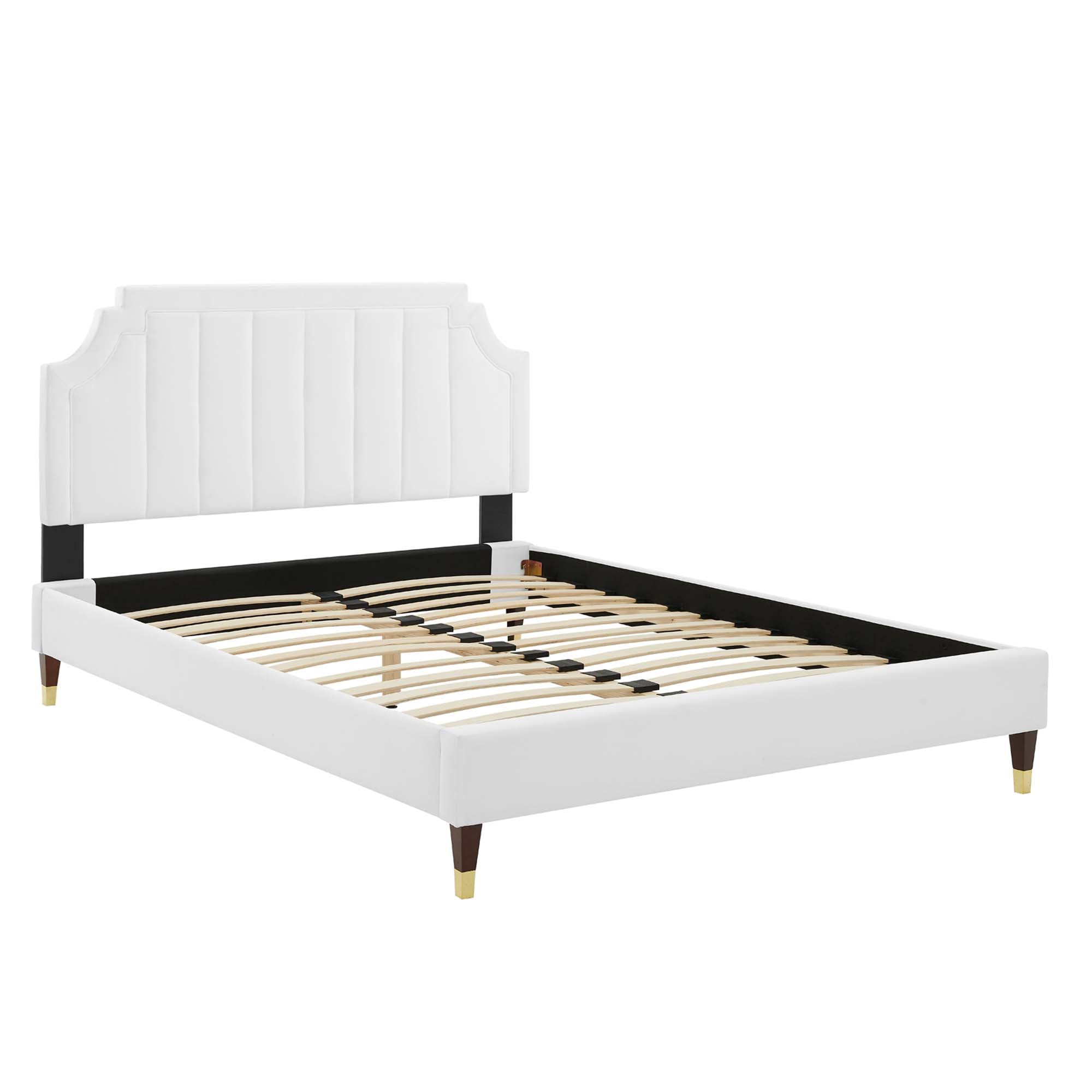 Sienna Performance Velvet King Platform Bed - White (MOD-6919-WHI)