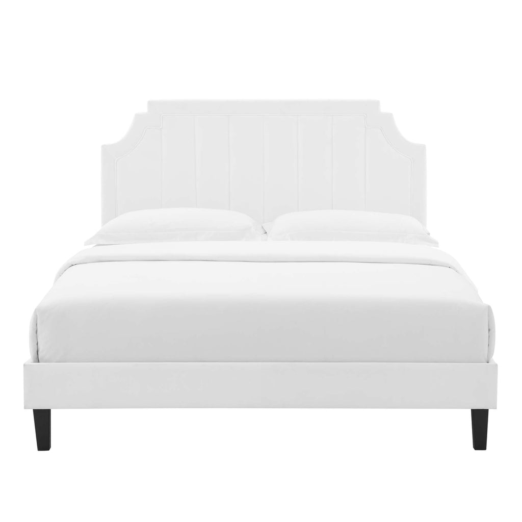 Sienna Performance Velvet King Platform Bed - White (MOD-6920-WHI)