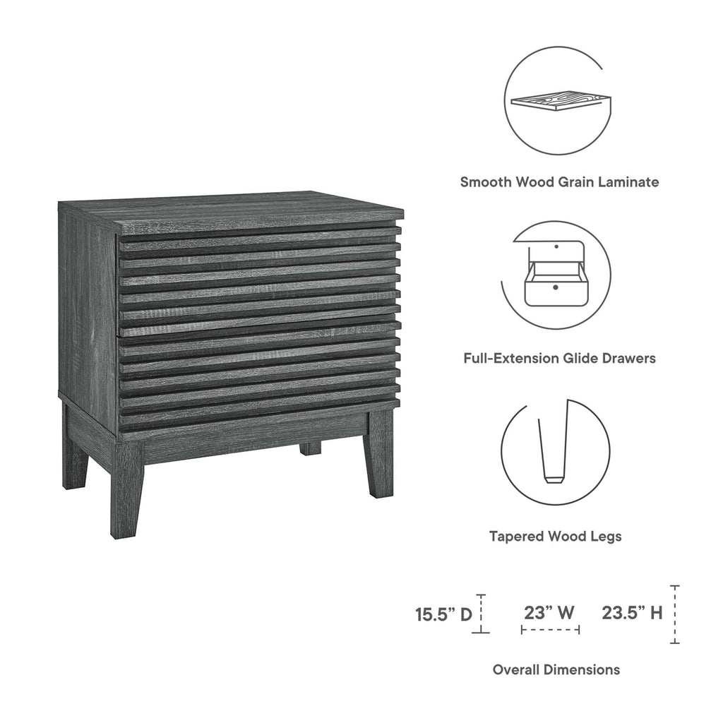 Render Two-Drawer Nightstand - Charcoal