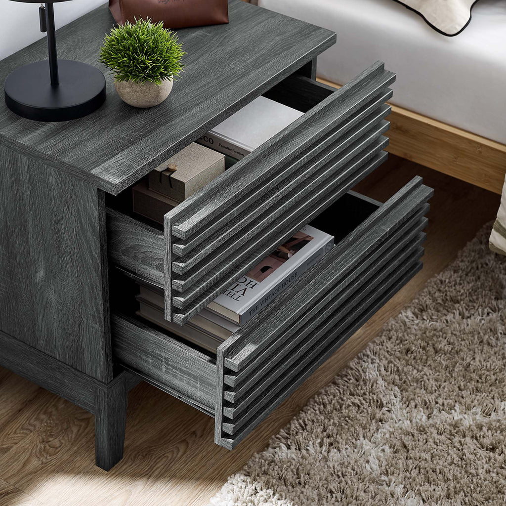 Render Two-Drawer Nightstand - Charcoal