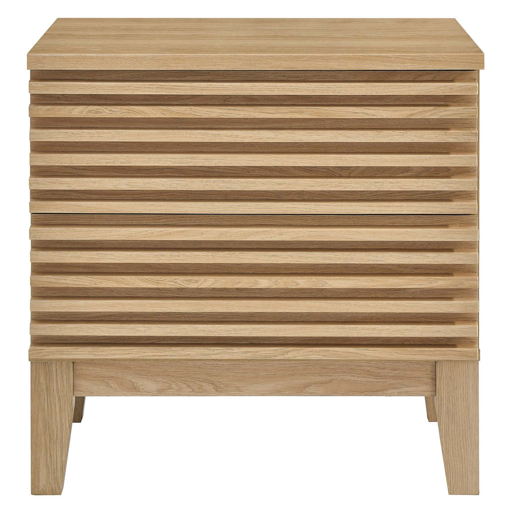 Render Two-Drawer Nightstand - Oak