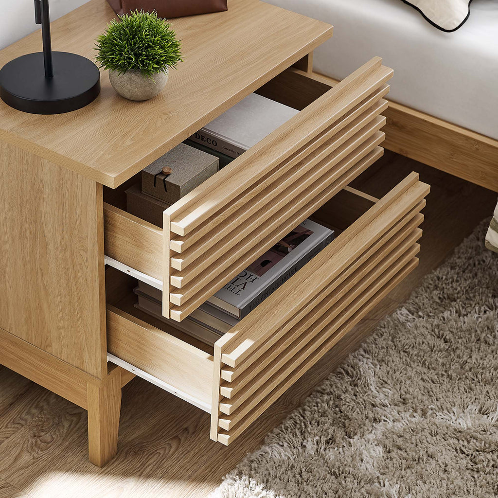 Render Two-Drawer Nightstand - Oak