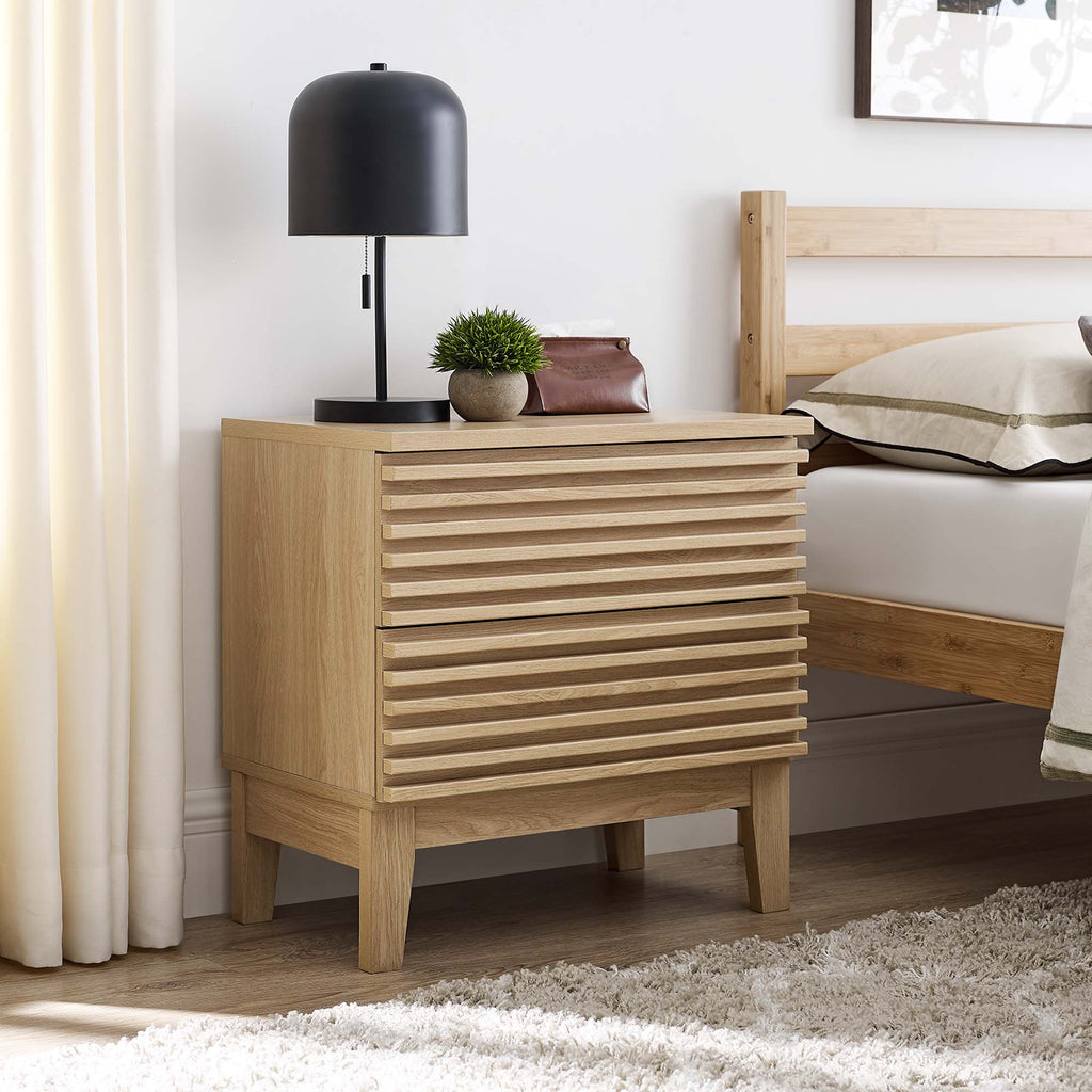 Render Two-Drawer Nightstand - Oak