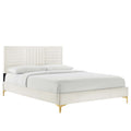 Sofia Channel Tufted Performance Velvet Queen Platform Bed - White (MOD-6979-WHI)
