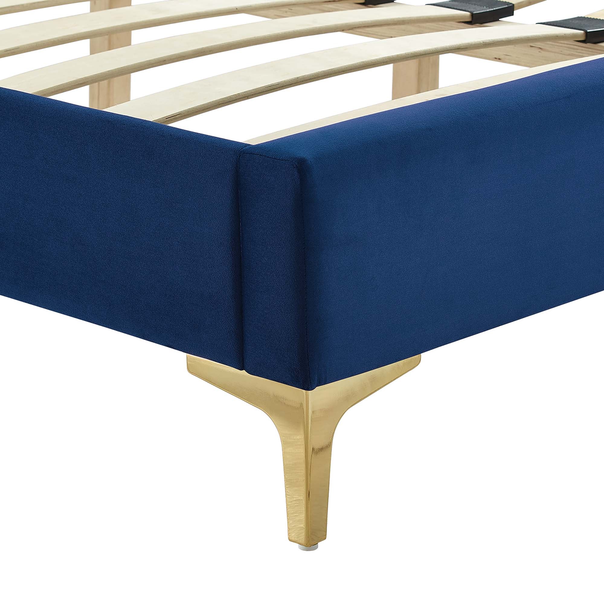 Sofia Channel Tufted Performance Velvet Full Platform Bed - Navy