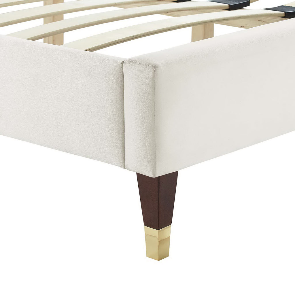 Sofia Channel Tufted Performance Velvet Full Platform Bed - White (MOD-6999-WHI)