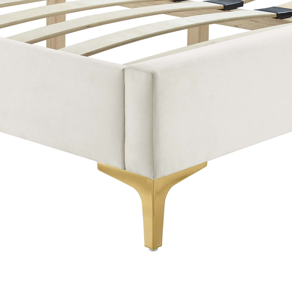 Sofia Channel Tufted Performance Velvet King Platform Bed - White (MOD-7007-WHI)