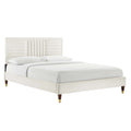 Sofia Channel Tufted Performance Velvet King Platform Bed - White (MOD-7011-WHI)