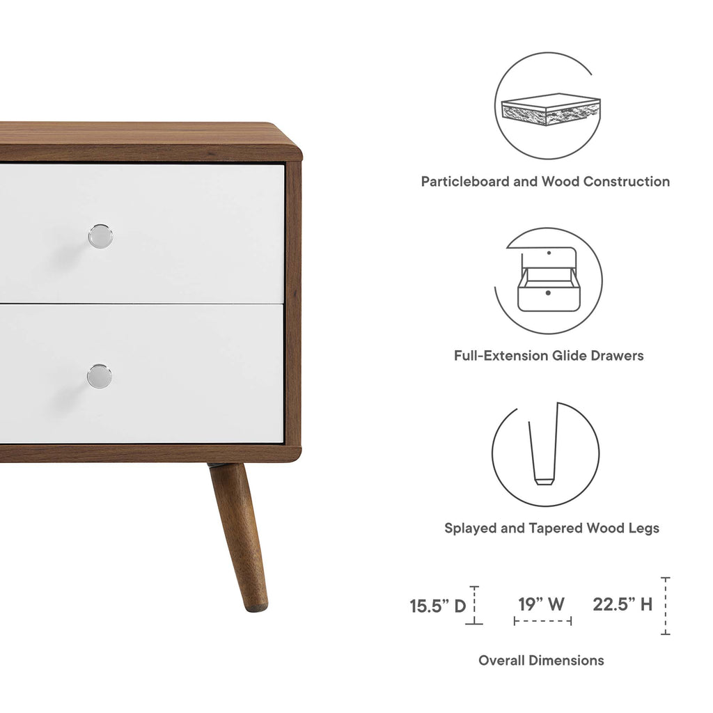 Transmit 2-Drawer Nightstand - Walnut White