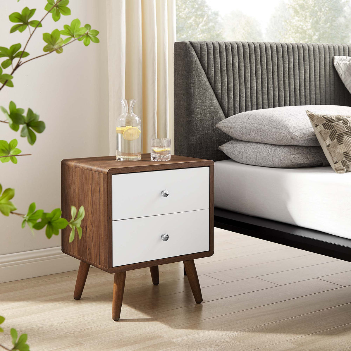 Transmit 2-Drawer Nightstand - Walnut White