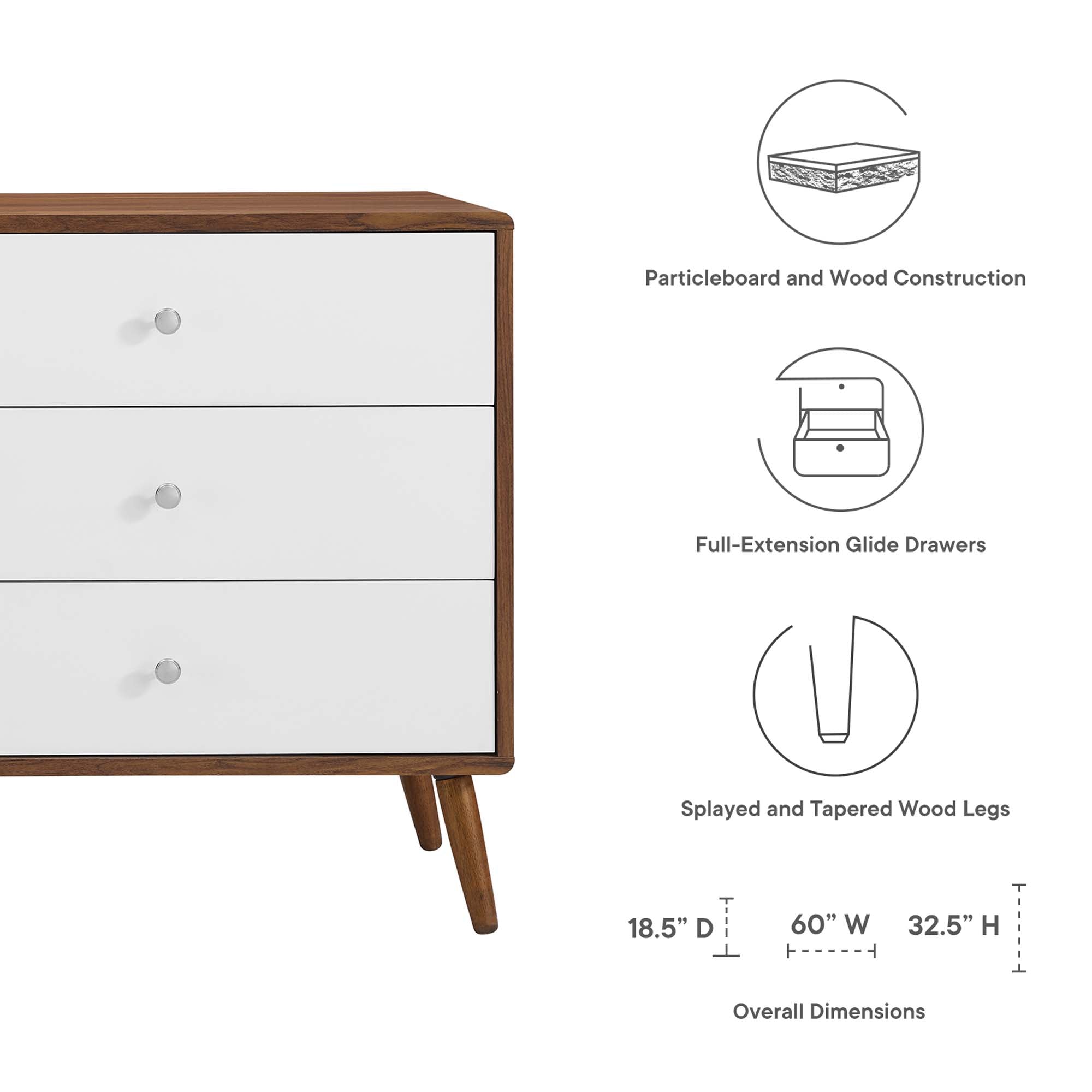 Transmit 60" Dresser - Walnut White