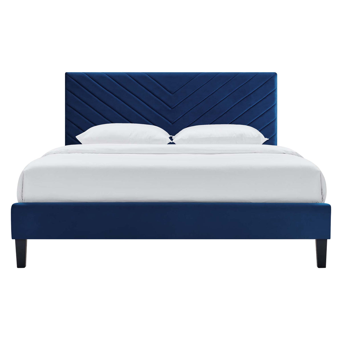 Roxanne Performance Velvet Full Platform Bed - Navy
