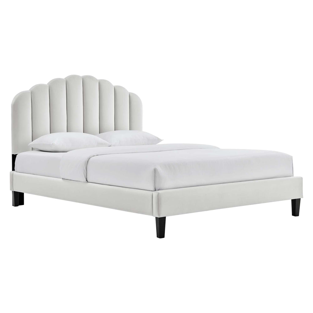 Daisy Performance Velvet Full Platform Bed - Light Gray