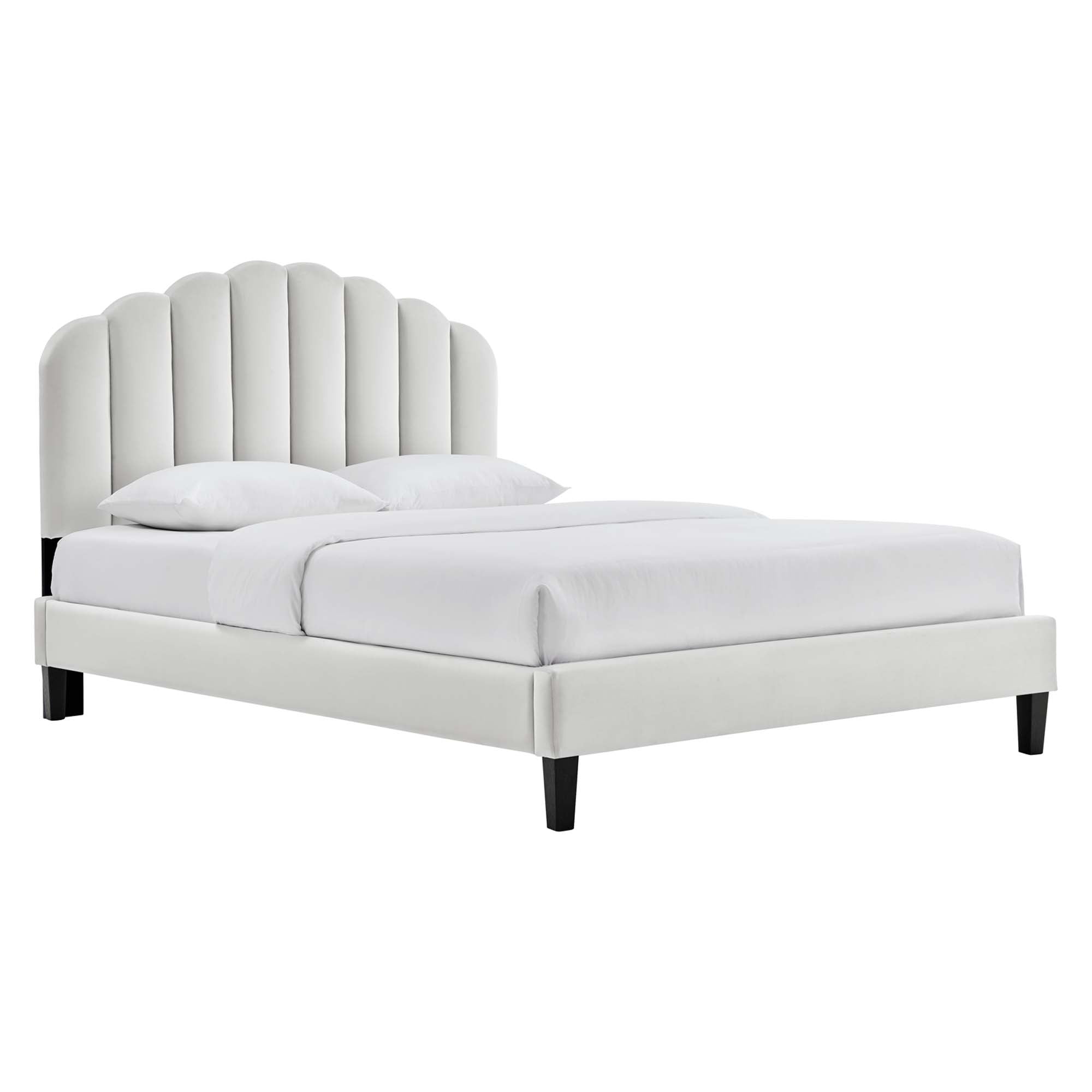 Daisy Performance Velvet Full Platform Bed - Light Gray
