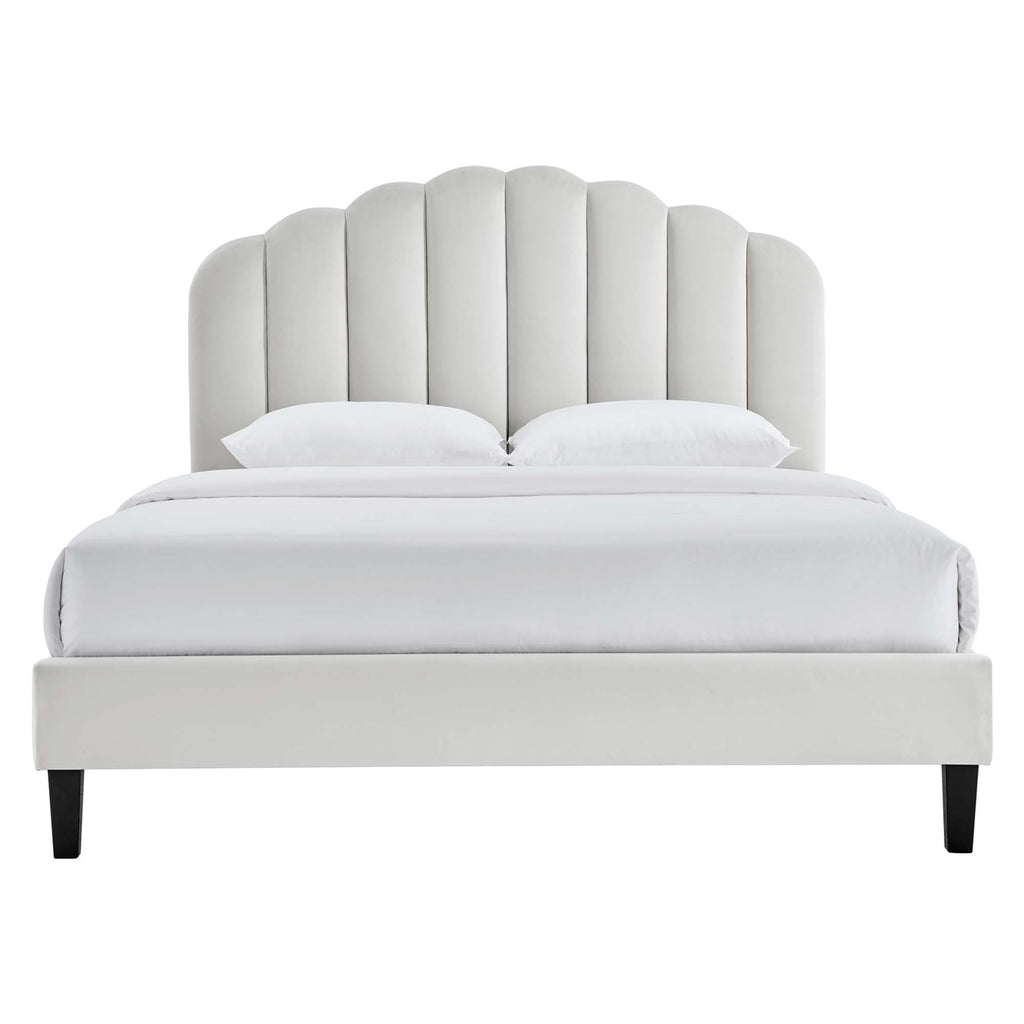 Daisy Performance Velvet Full Platform Bed - Light Gray