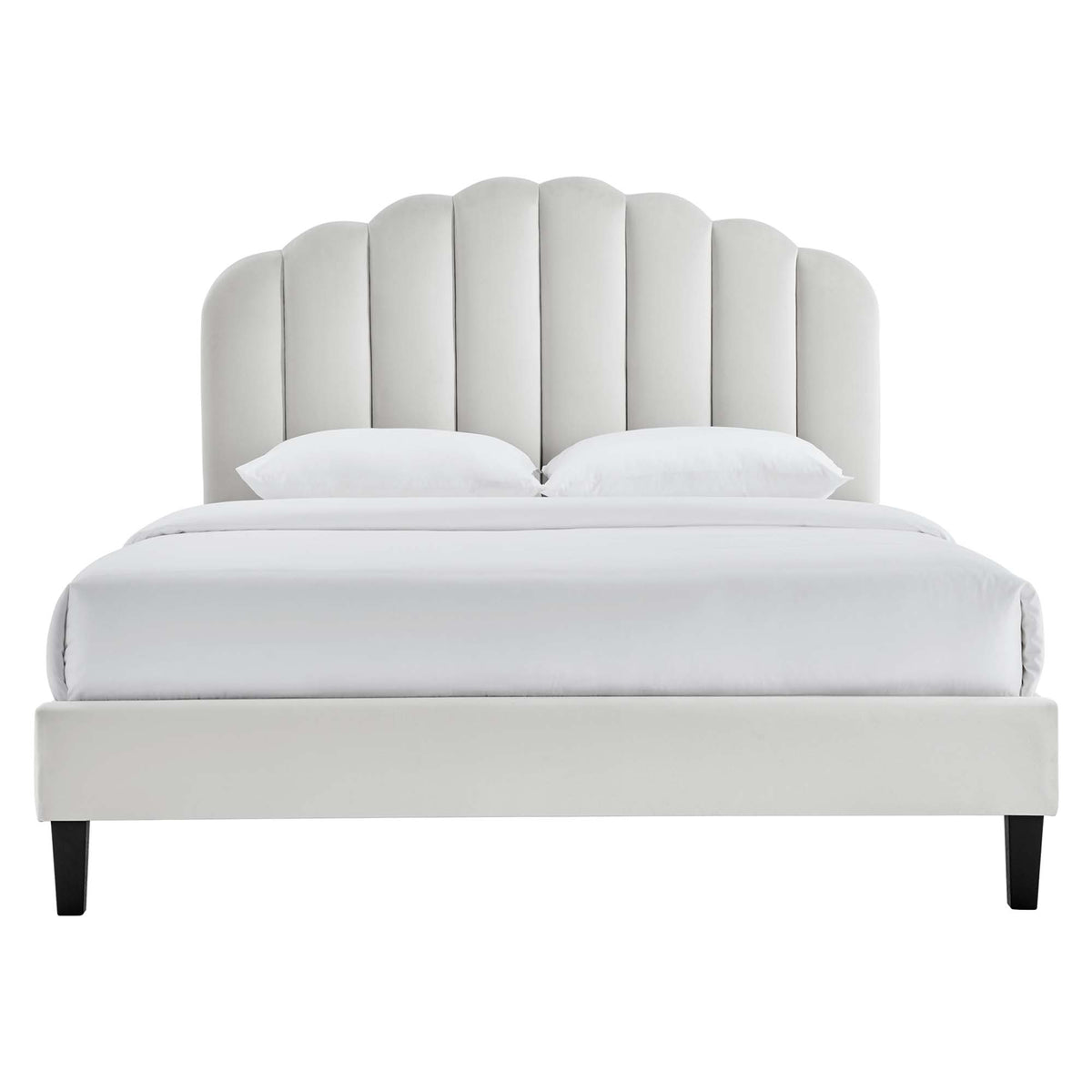 Daisy Performance Velvet Full Platform Bed - Light Gray