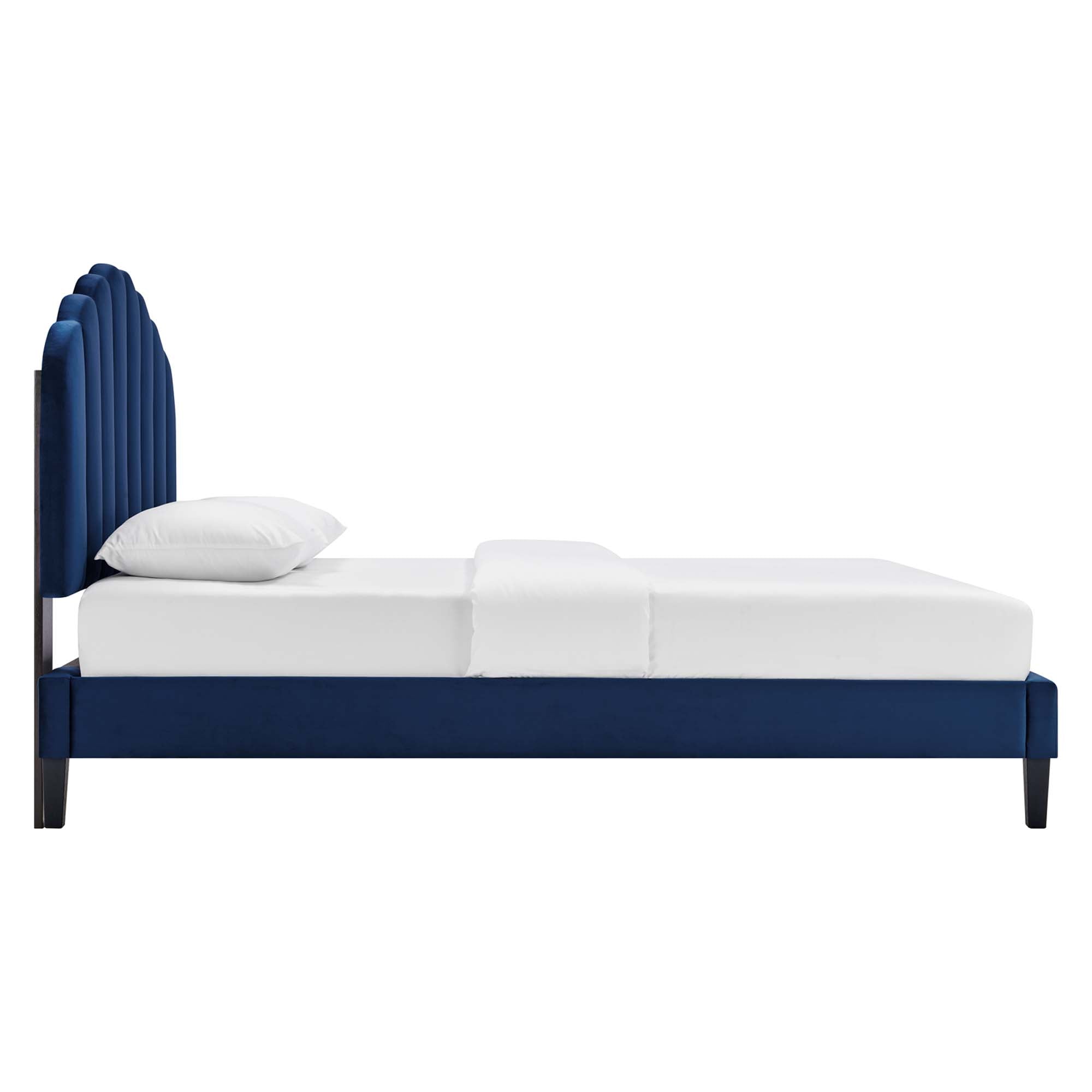 Daisy Performance Velvet Full Platform Bed - Navy
