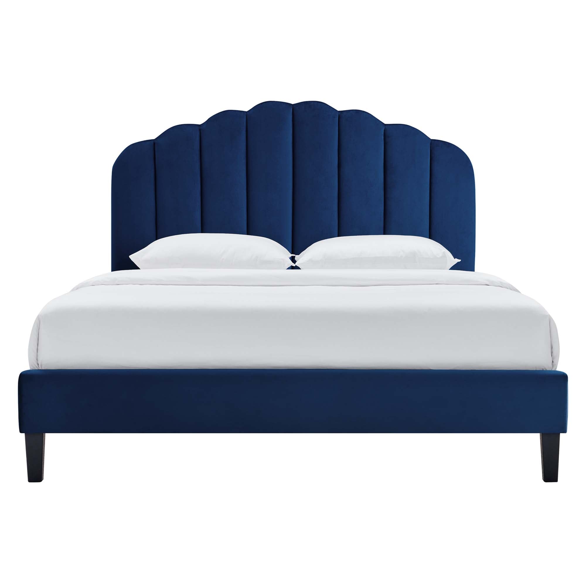 Daisy Performance Velvet Full Platform Bed - Navy