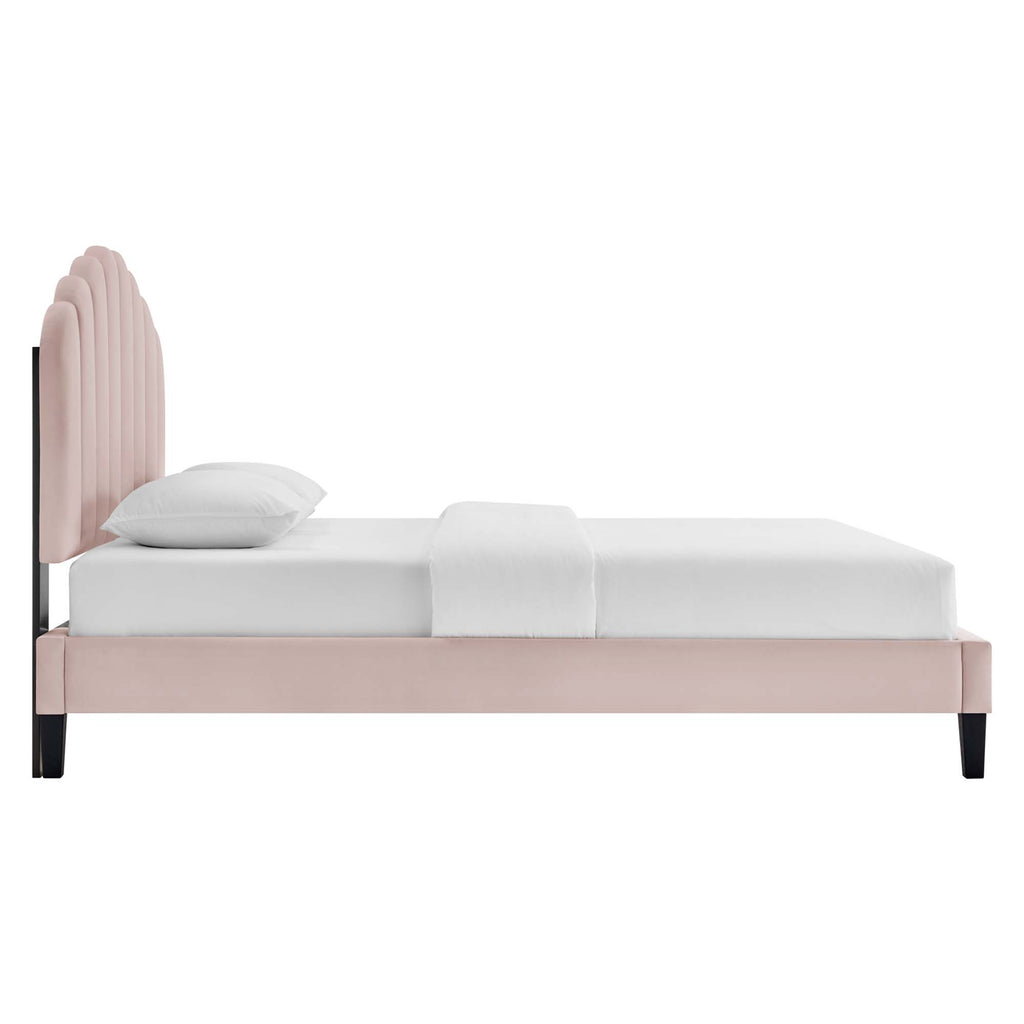 Daisy Performance Velvet Full Platform Bed - Pink