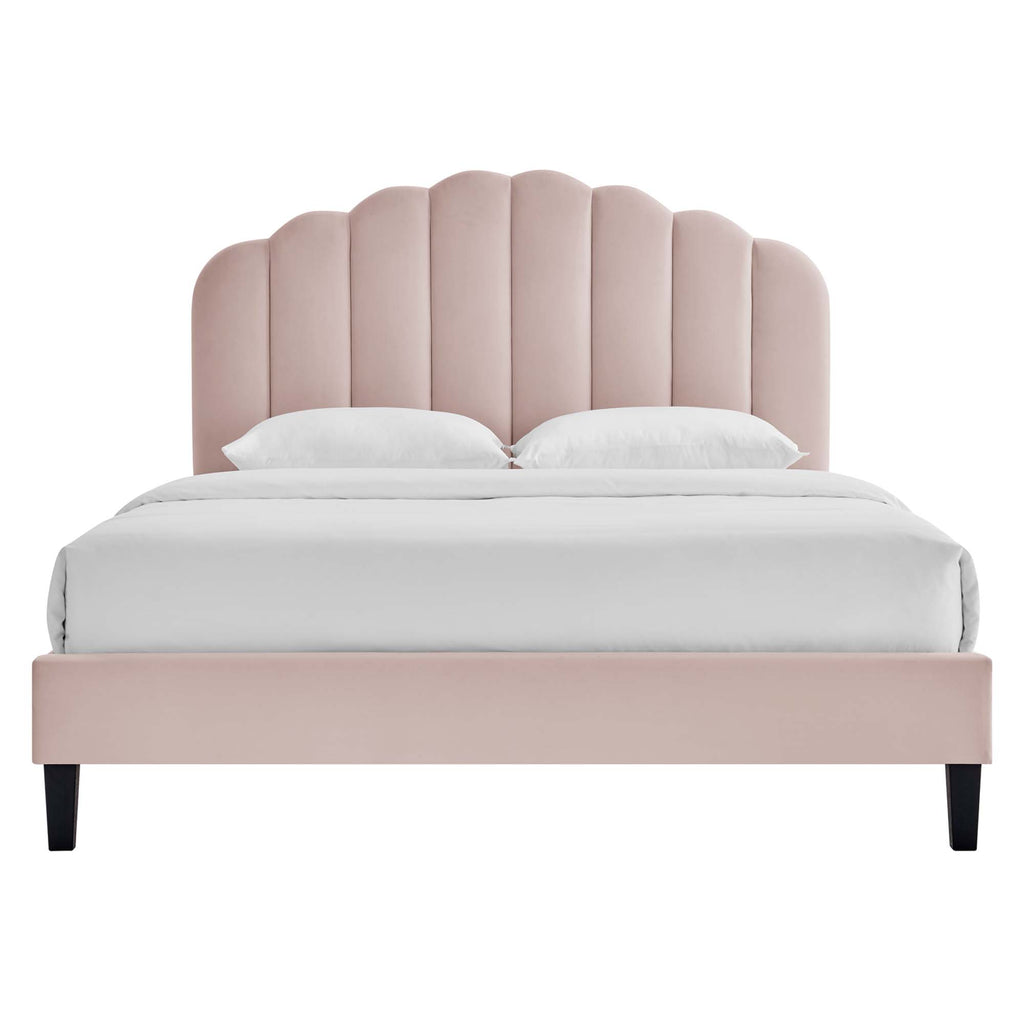 Daisy Performance Velvet Full Platform Bed - Pink